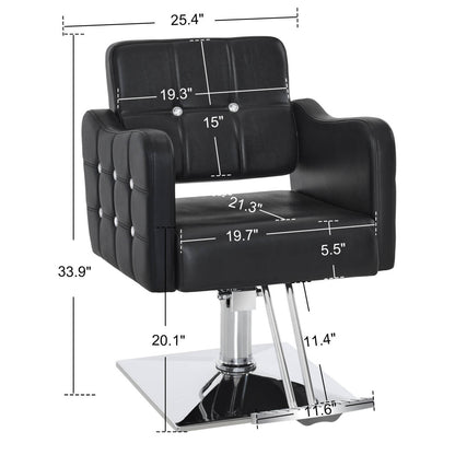 BarberPub Classic Salon Chair, Hydraulic and 360° Swivel, Black Styling Chair, 8167