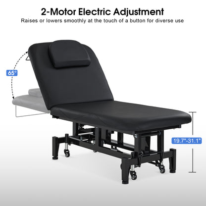 2 Motors Electric Facial Bed with Adjustable Height & Backrest, Rolling Message Tattoo Chair 2750