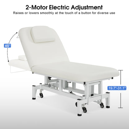 2 Motors Electric Facial Bed with Adjustable Height & Backrest, Rolling Message Tattoo Chair 2750