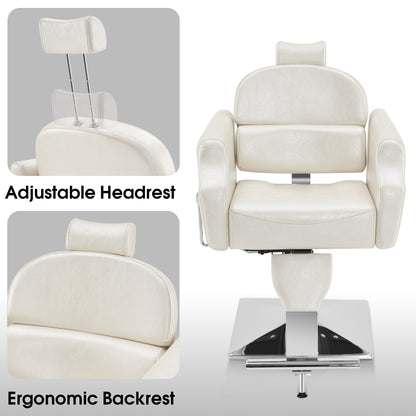 BarberPub Barber Chair with Headrest, Reclining Salon Chairs for Hair Stylist 3125