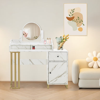 BarberPub Modern Vanity Desk, Dressing Table with Adjustable Mirror, Makeup Station for Dedroom 3388