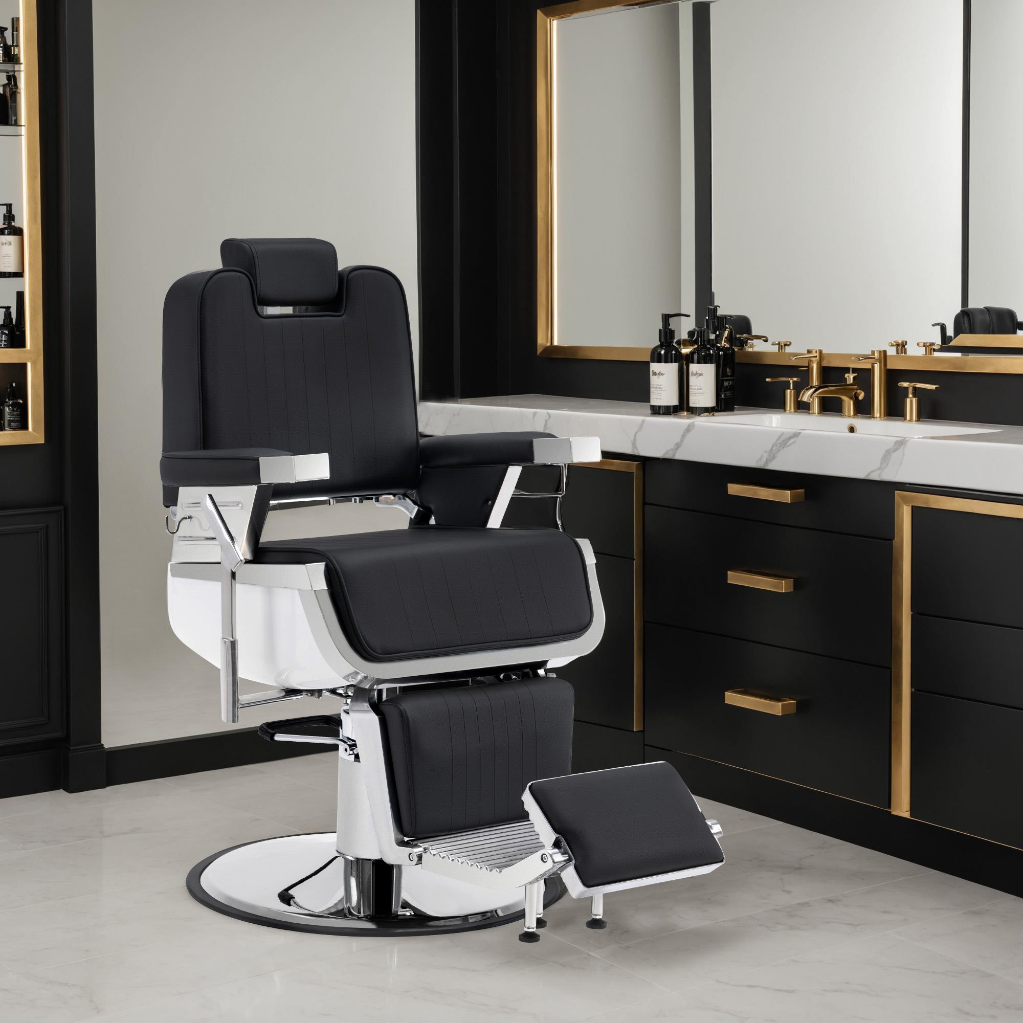 BarberPub All Purpose Barber Chair, Reclining Hydraulic Salon Chair with Headrest 3819