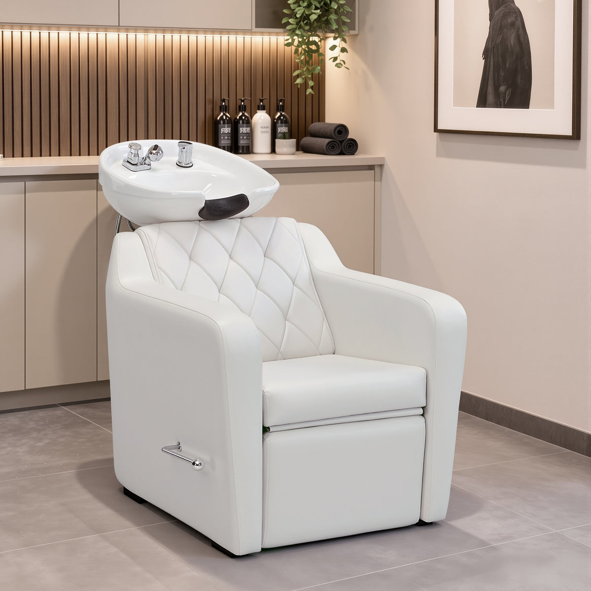 BarberPub Backwash Shampoo Chair and Bowl Set for Salon, 9064