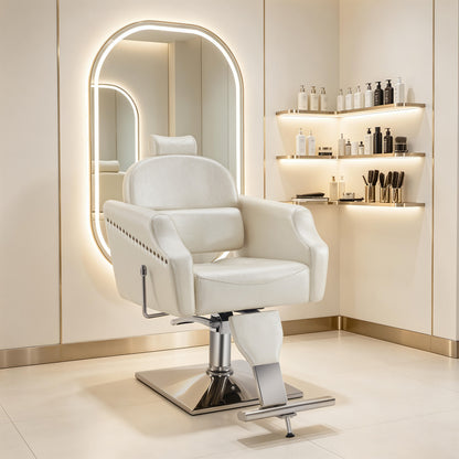 BarberPub Barber Chair with Headrest, Reclining Salon Chairs for Hair Stylist 3125