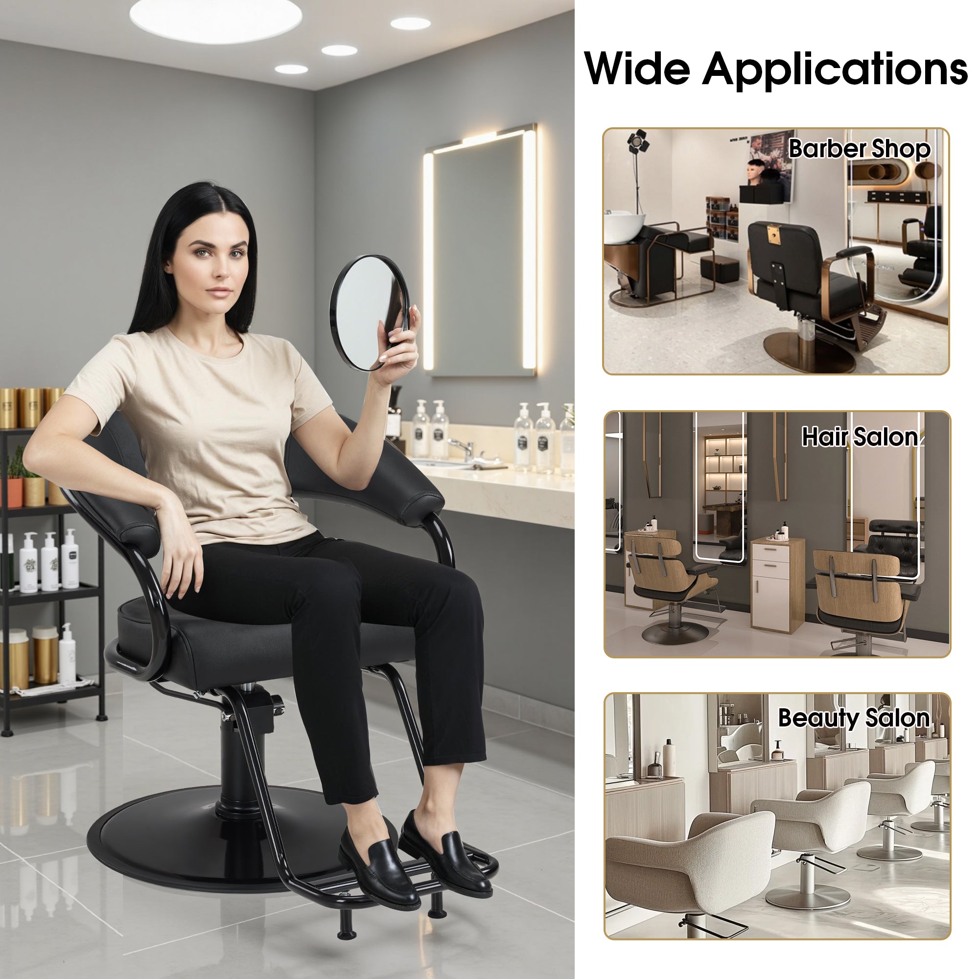 BarberPub Salon Chair for Hair Stylist with Hydraulic Pump, Ergonomic Backrest & Footrest, Heavy-Duty Barber Chair for Barbershop, Beauty Salon 9577