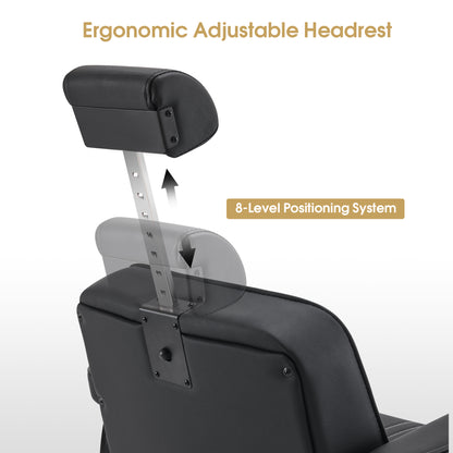 BarberPub Hydraulic Reclining Barber Chair with Adjustable Headrest, Black 8334