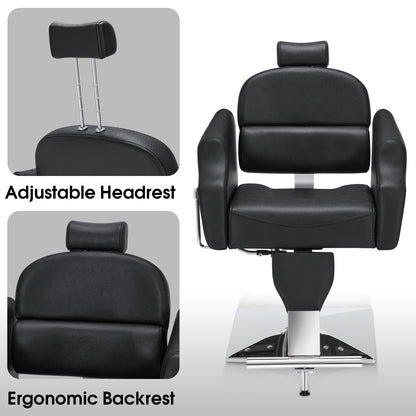 BarberPub Barber Chair with Headrest, Reclining Salon Chairs for Hair Stylist 3125