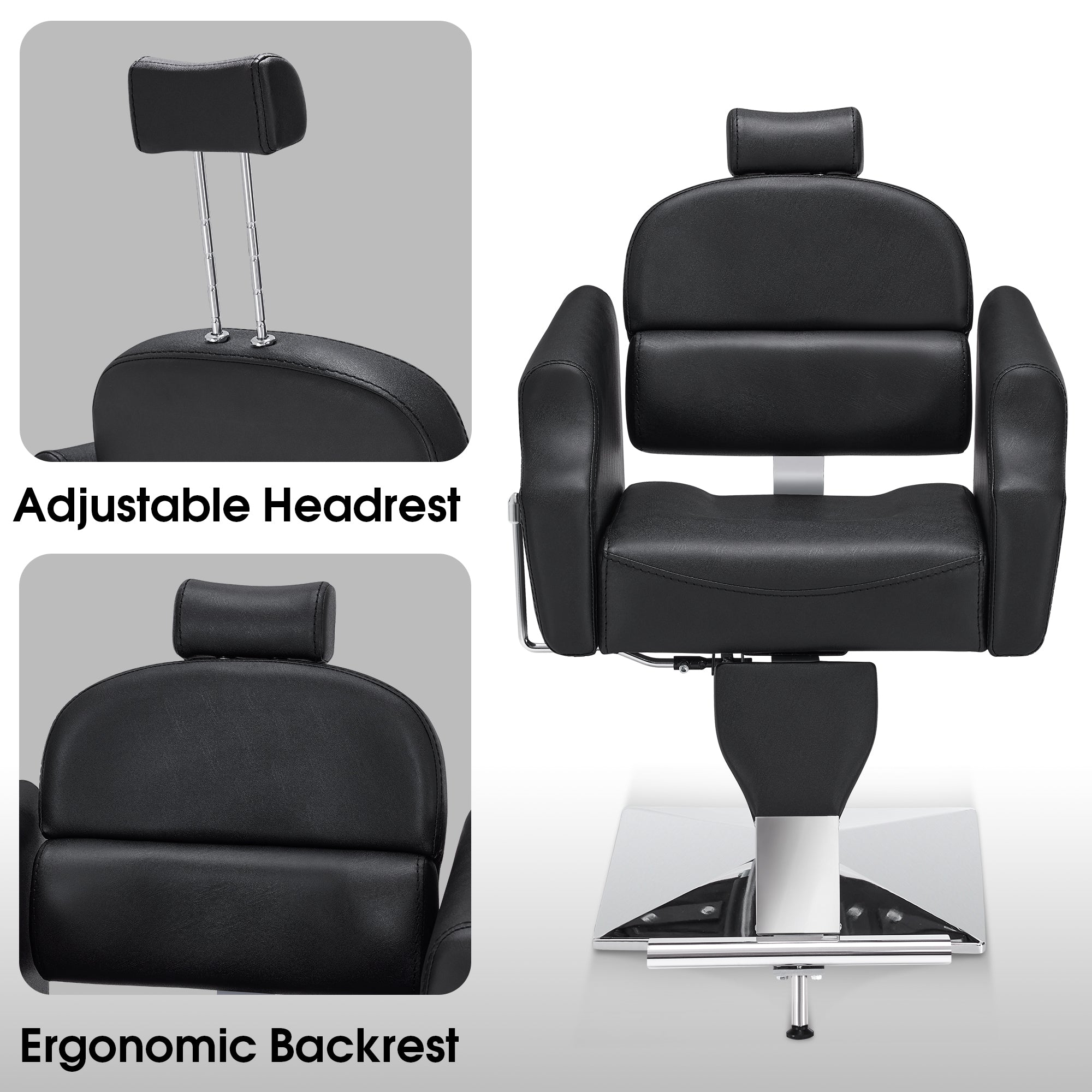 BarberPub Heavy-Duty Reclining Barber Chair with Adjustable Headrest 3125