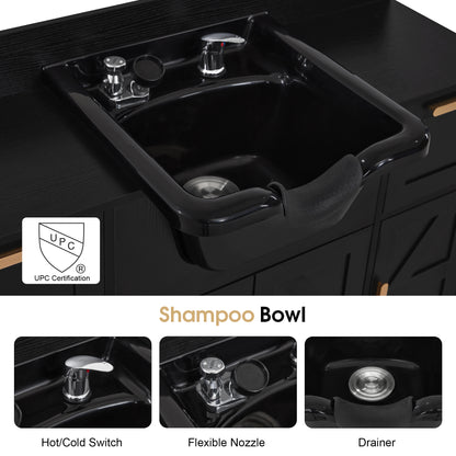 BarberPub Barber Shampoo Station, Salon Storage Equipment with Hair Wash Backwash Sink 3439