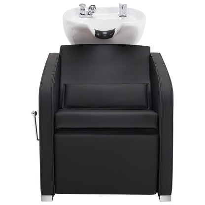 BarberPub Backwash Shampoo Station Chair, Salon Ceramic Hair Wash Bowl 9370