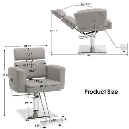 BarberPub Barber Salon Chair for Hair Stylist, Hydraulic Reclining Styling Chair 9410