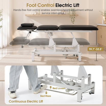 BarberPub Electric Facial Bed Esthetician Table, Height Adjustable Foot Control, 340LBS Load, Multi-angle & Seat Tilt, Removable Headrest, Reversible Use, Wipe-clean PVC/PU, Easy to Move, 2902