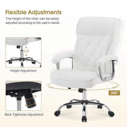 Adjustable Comfy Home Office Chair, Modern Nail Chair with Thick Backrest & Rolling Wheels 3558