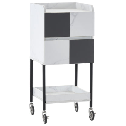 BarberPub Salon Storage Trolley with Casters, Contrast Panel Craft Art Serving Cart 2007