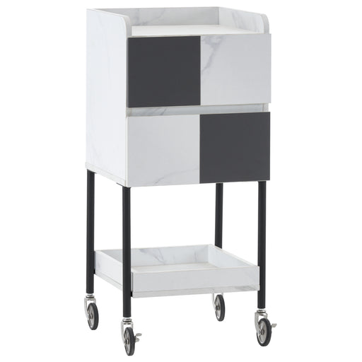 BarberPub Salon Storage Rolling Cart with Casters, Contrast Panel Craft Art Utility Station, Spa Organizer Serving Trolley 2007