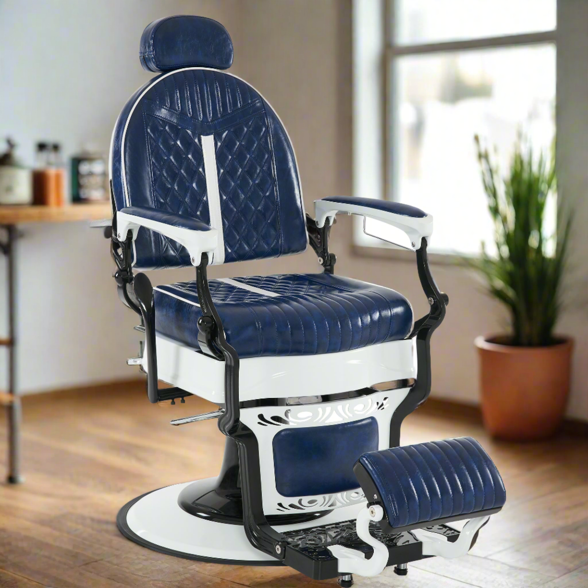 BarberPub Vintage Barber Chair with Headrest, All Purpose Reclining Salon Chair 8730