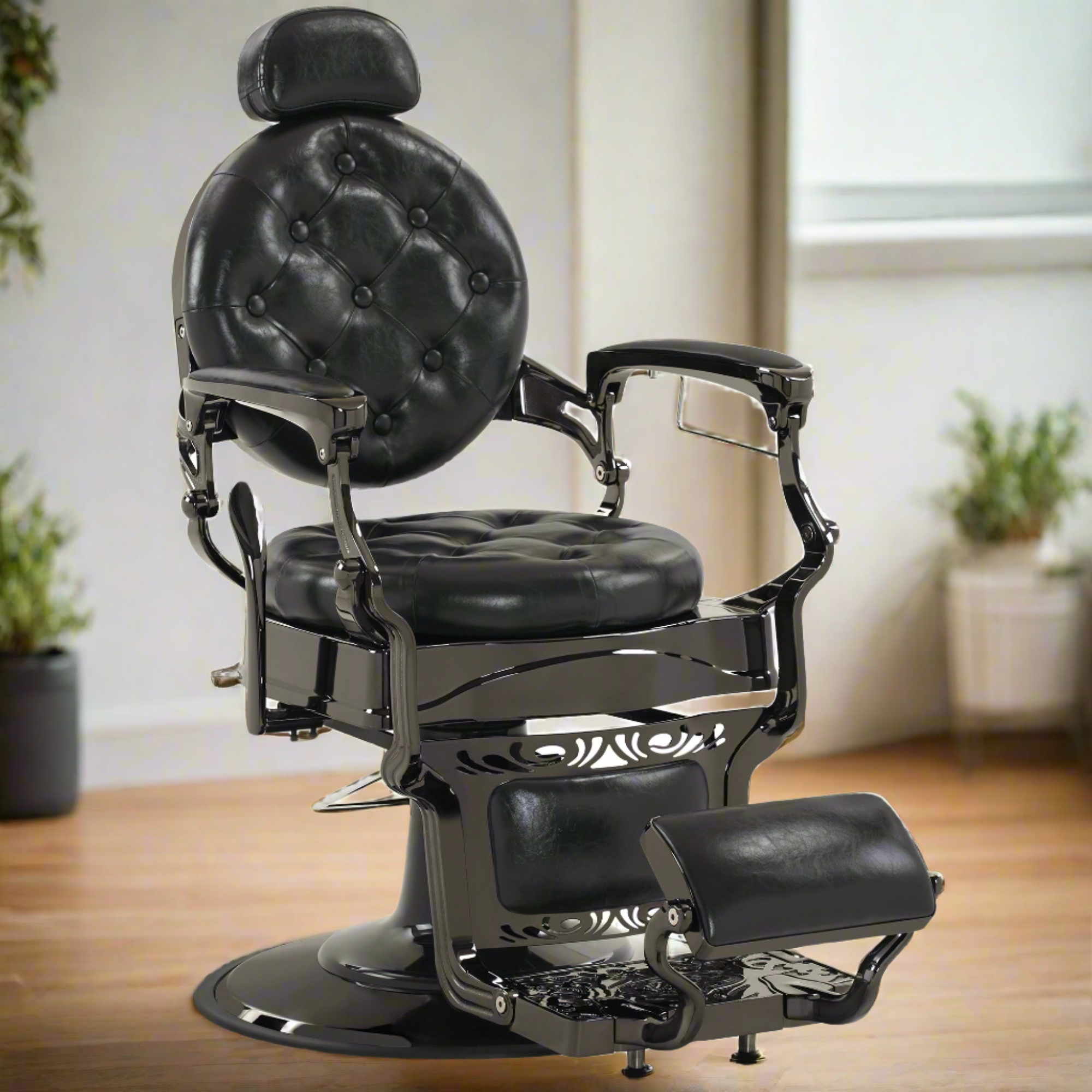 BarberPub Vintage Barber Chair, Heavy Duty Metal Retro Reclining Salon Chair 8914