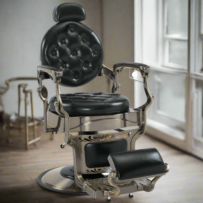 BarberPub Vintage Barber Chair, Heavy Duty Metal Retro Reclining Salon Chair 8914