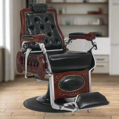 BarberPub Medieval Retro Barber Chair, Vintage Swivel Reclining Salon Chair 5931