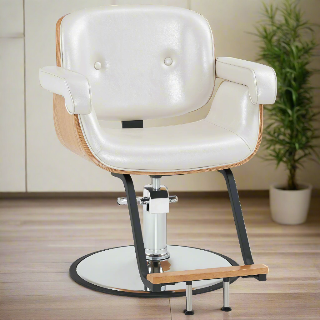 BarberPub Wooden Swivel Salon Chair for Hair Stylist, Hair Styling Chair 9262