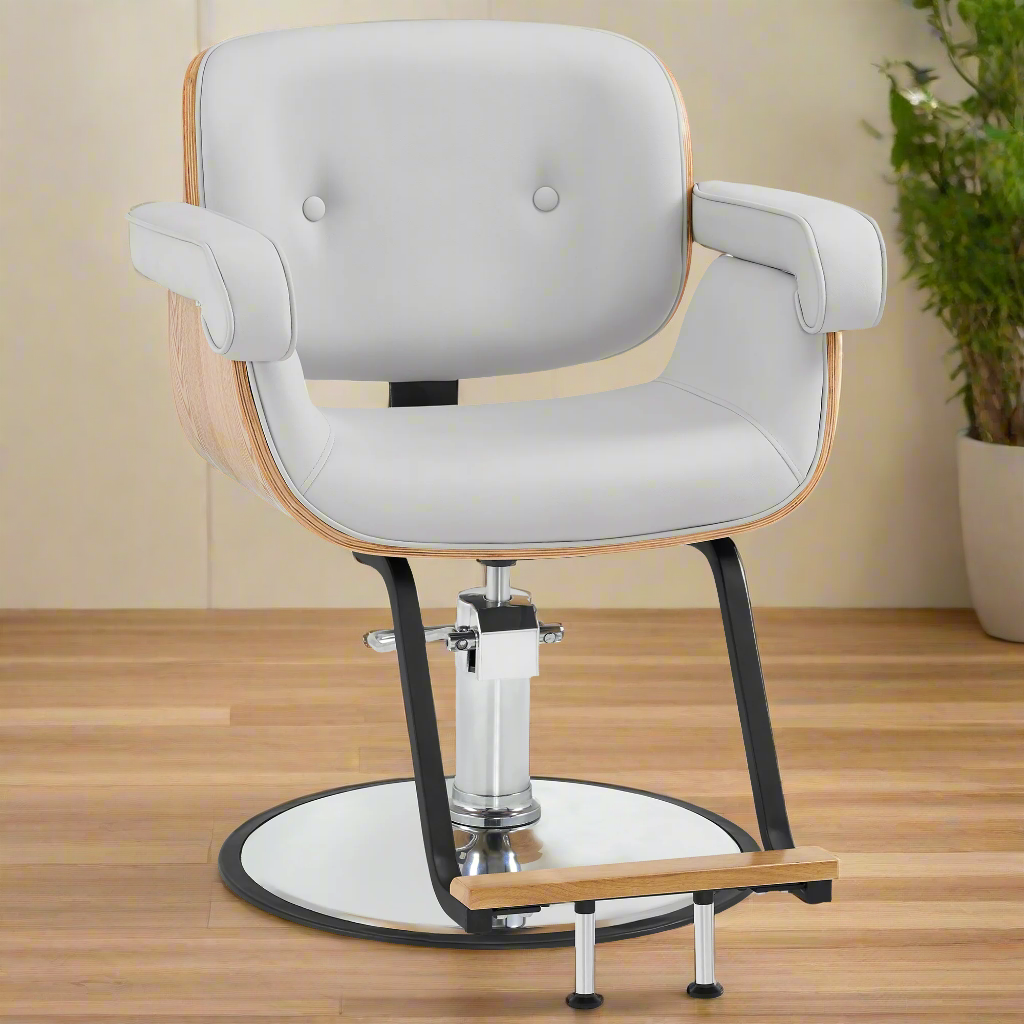 BarberPub Wooden Swivel Salon Chair for Hair Stylist, Hair Styling Chair 9262