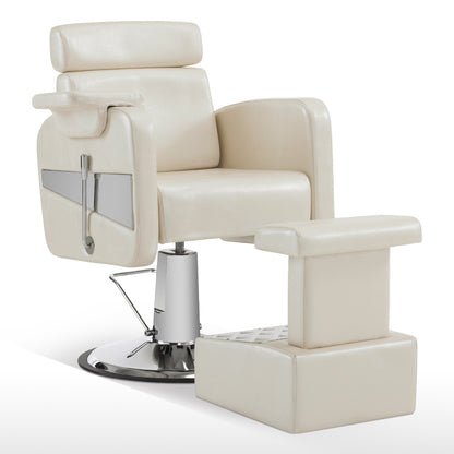 BarberPub Reclining Barber Chair with Ottoman,Swivel Salon Pedicure Chair 9511