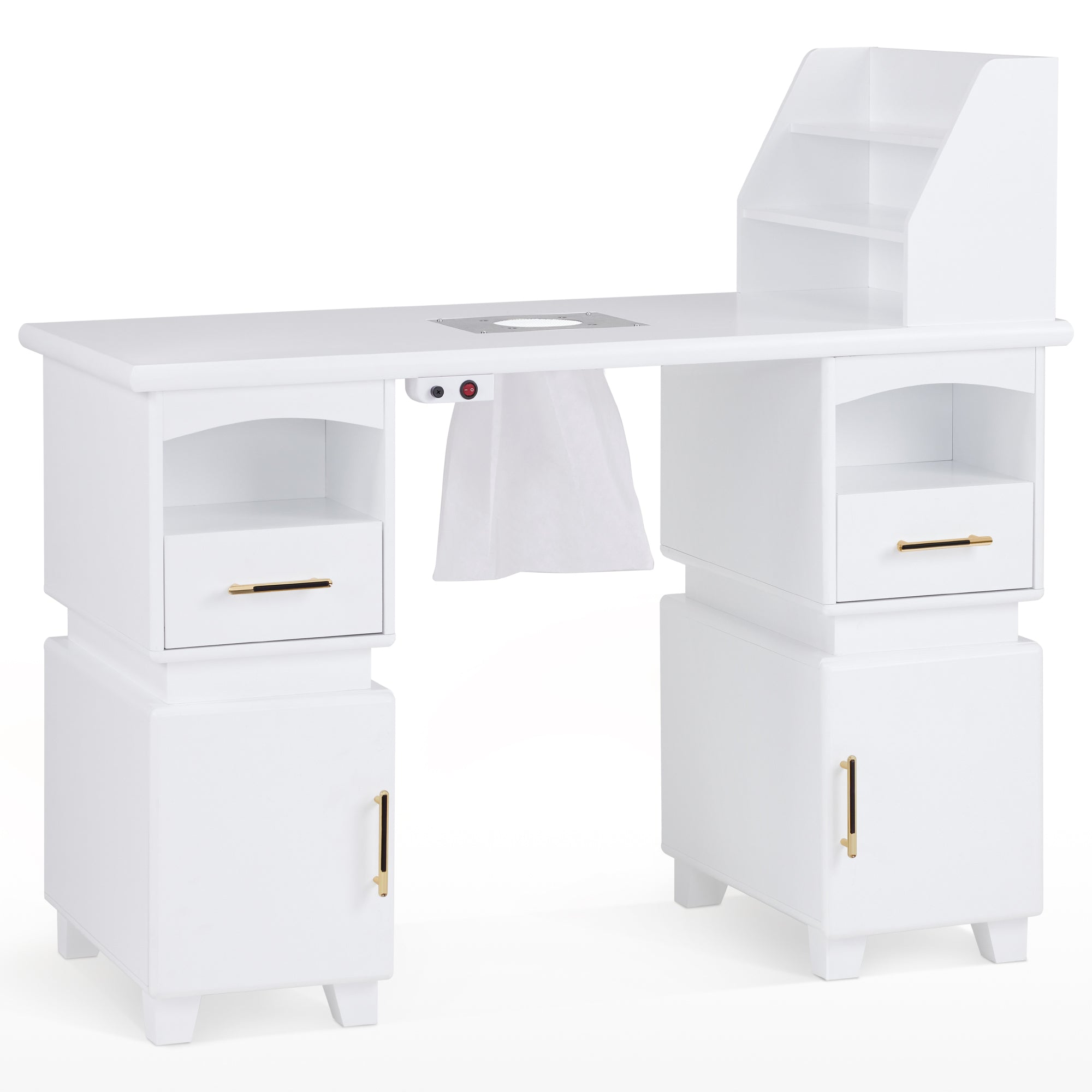 BarberPub Manicure Table with Electric Dust Collector, Nail Makeup Desk for Storage VC258