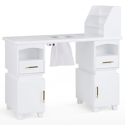 BarberPub Manicure Table with Electric Dust Collector, Nail Makeup Desk for Storage VC258