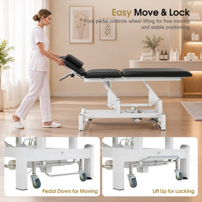 BarberPub Electric Facial Bed Esthetician Table, Height Adjustable Foot Control, 340LBS Load, Multi-angle & Seat Tilt, Removable Headrest, Reversible Use, Wipe-clean PVC/PU, Easy to Move, 2902