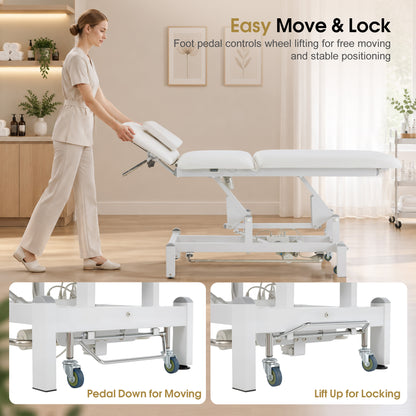 BarberPub Electric Facial Bed Esthetician Table, Height Adjustable Foot Control, 340LBS Load, Multi-angle & Seat Tilt, Removable Headrest, Reversible Use, Wipe-clean PVC/PU, Easy to Move, 2902