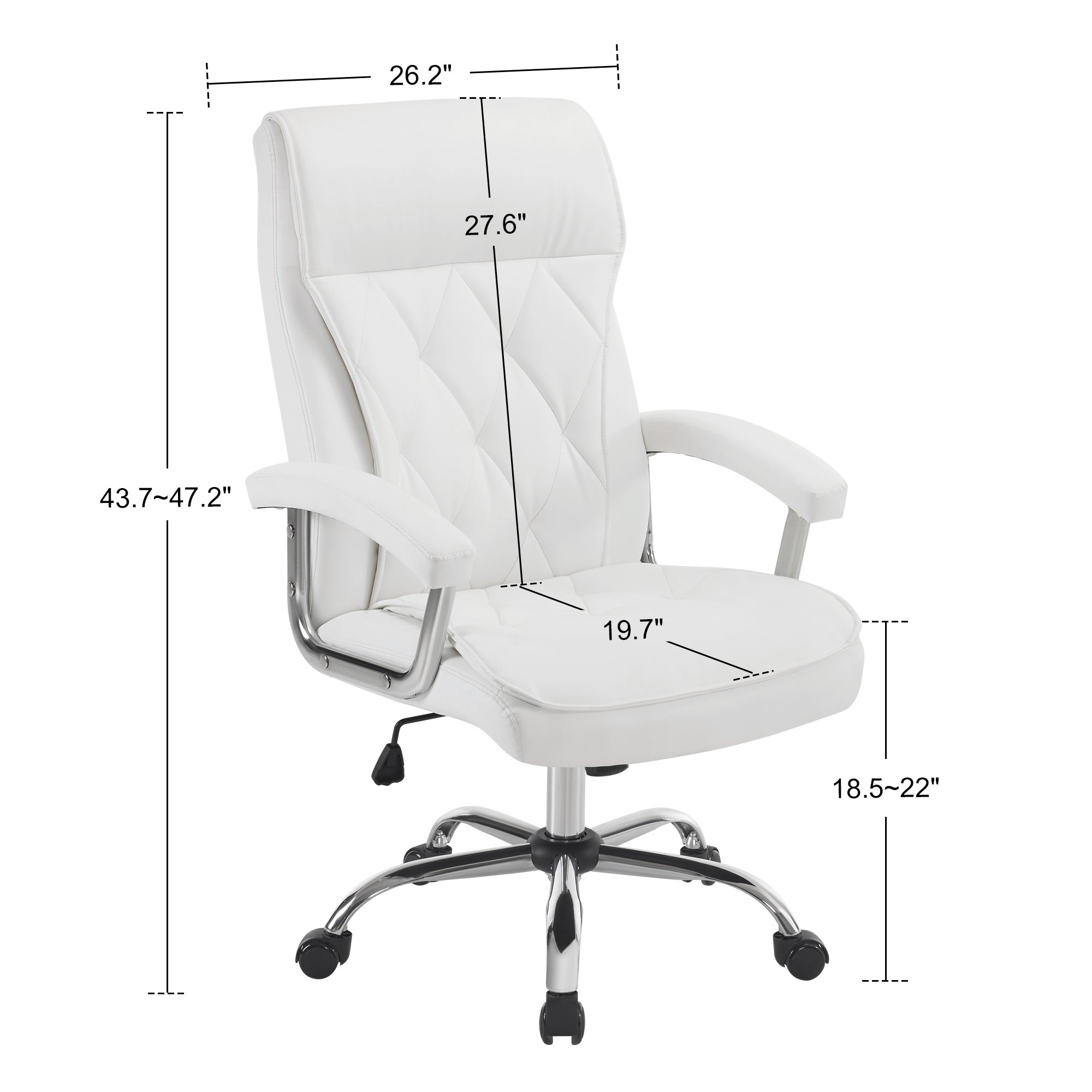 Adjustable Comfy Home Office Chair, Modern Nail Chair with Thick Backrest & Rolling Wheels 3558