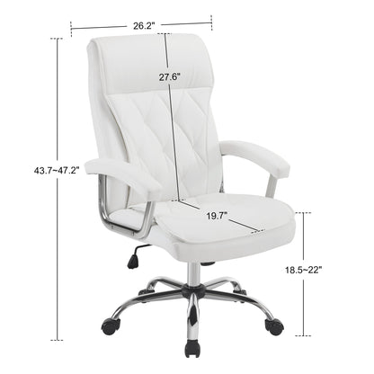 Adjustable Comfy Home Office Chair, Modern Nail Chair with Thick Backrest & Rolling Wheels 3558