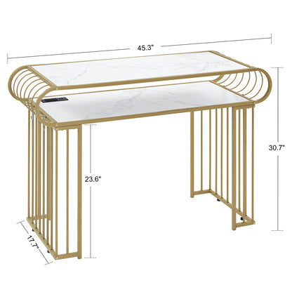 BarberPub Manicure Table with a Build-in Power Strip, 2 Sockets, 2 USB Ports 2430