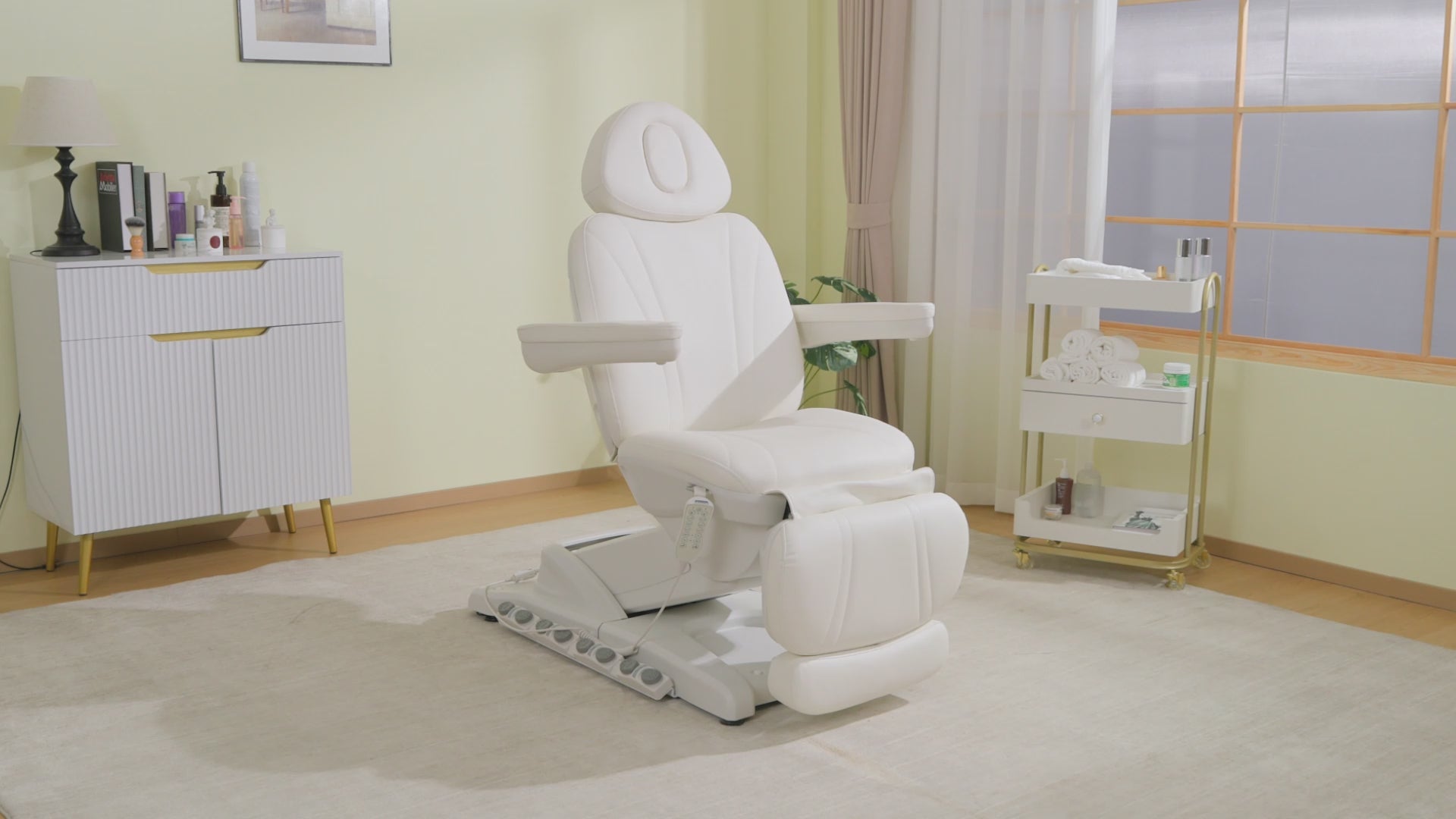 4-Motor Electric Facial Spa Bed with Hand & Foot Control, PU Leather Esthetician Adjustable Massage Table, 440 lbs Capacity 2119