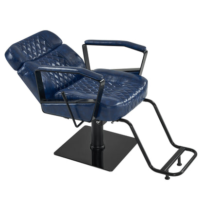 BarberPub Reclining Barber Chair, Blue Hydraulic Hair Stylist Salon Chair 3068