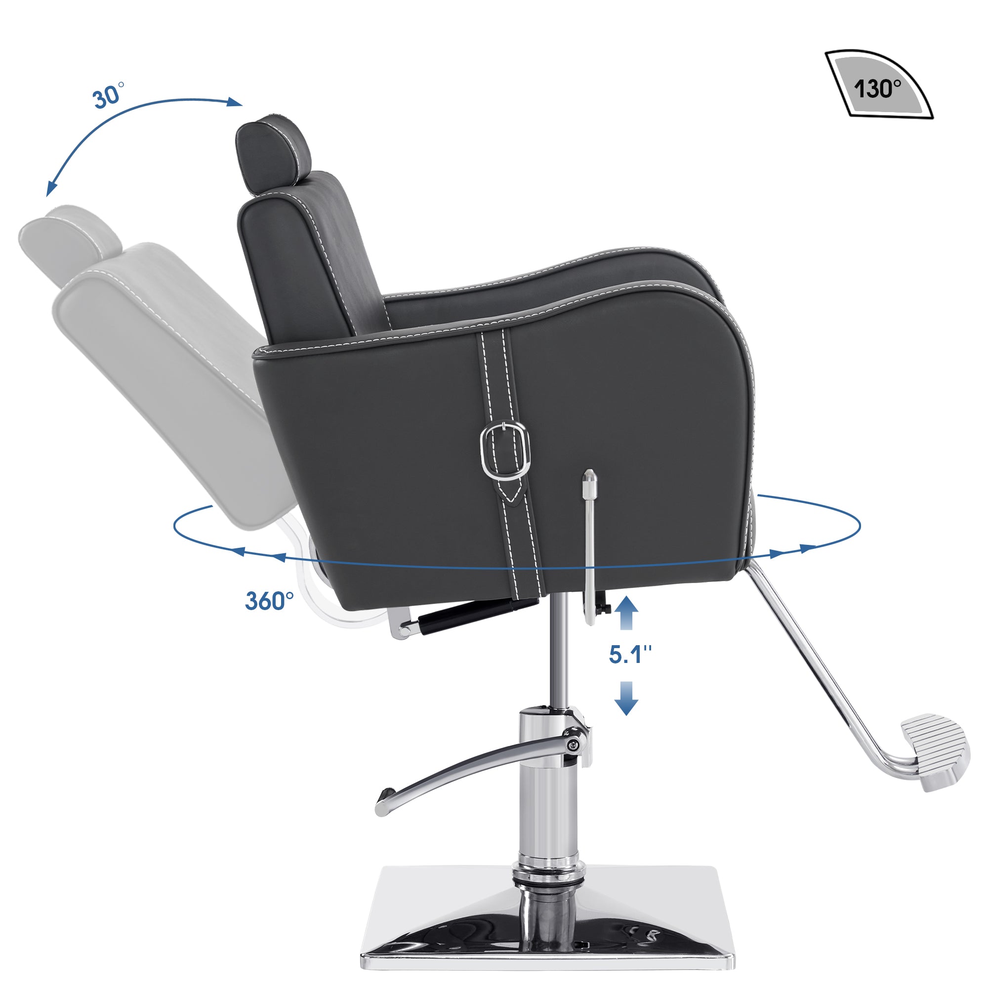 BarberPub Reclining Hydraulic Barber Chair, Spa Salon Styling Chairs for Barbershop 3124