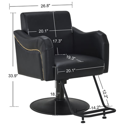 BarberPub Black Salon Chair, Hydraulic Styling Chair for Hair Stylist, Home Salon 9434