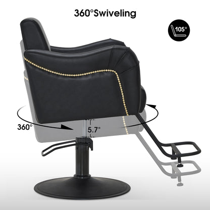 BarberPub Black Salon Chair, Hydraulic Styling Chair for Hair Stylist, Home Salon 9434