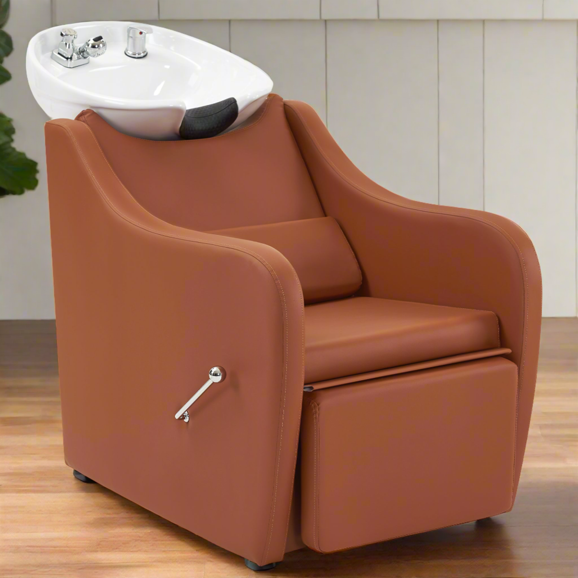 BarberPub Backwash Salon Shampoo Chair, Ceramic Shampoo Bowl for Barbershop 9090