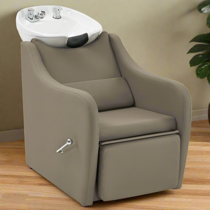 BarberPub Backwash Salon Shampoo Chair, Ceramic Shampoo Bowl for Barbershop 9090