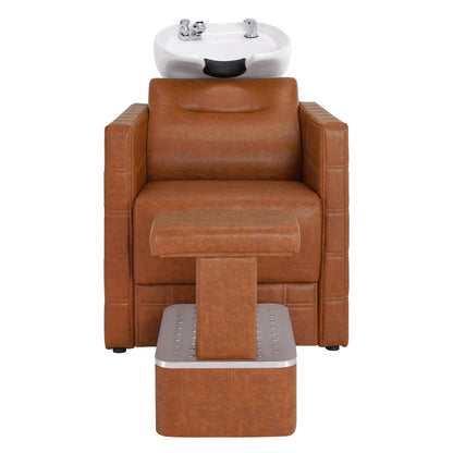 BarberPub Backwash Shampoo Station Chair, Salon Shampoo Bowl and Chair for Spa Barbershop 9083