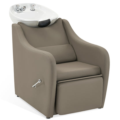 BarberPub Backwash Salon Shampoo Chair, Ceramic Shampoo Bowl for Barbershop 9090