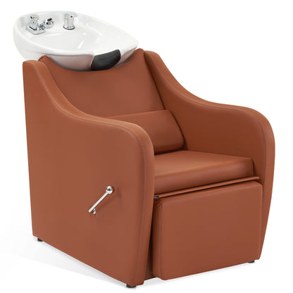 BarberPub Backwash Salon Shampoo Chair, Ceramic Shampoo Bowl for Barbershop 9090