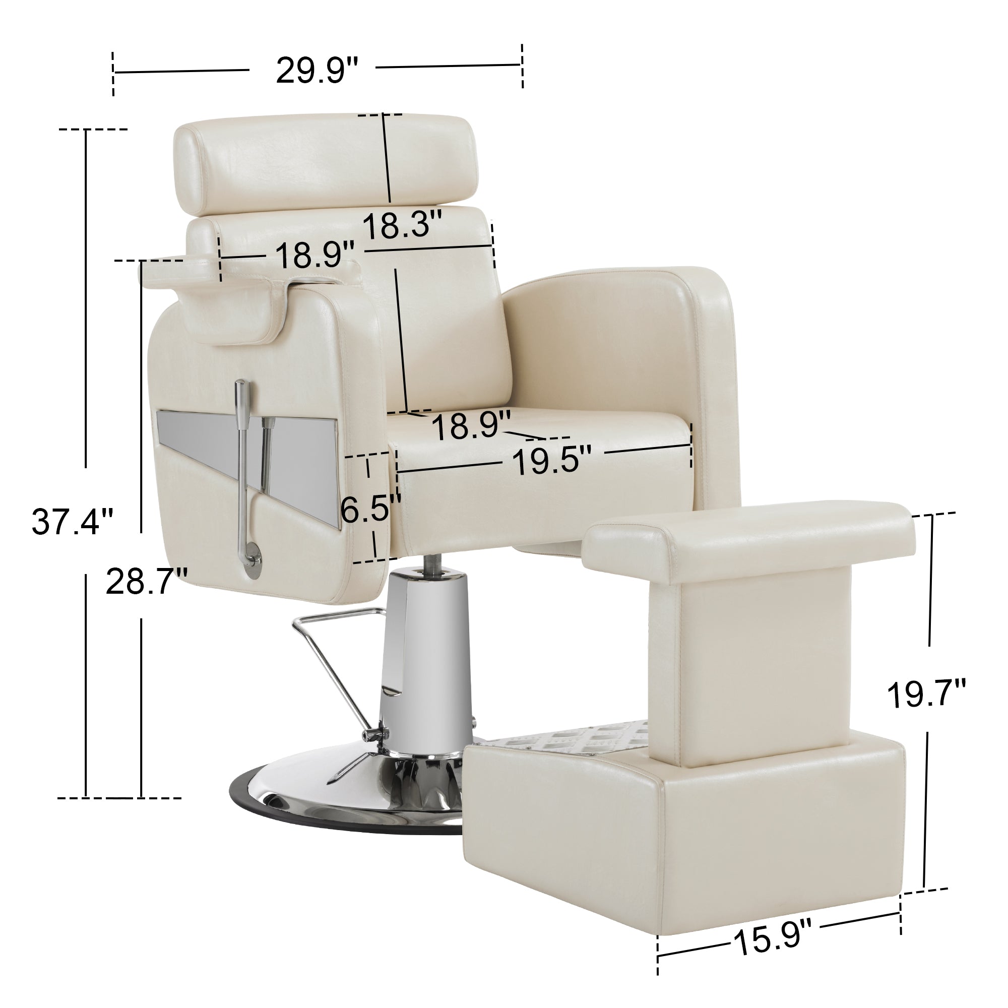 BarberPub Reclining Barber Chair with Ottoman,Swivel Salon Pedicure Chair 9511