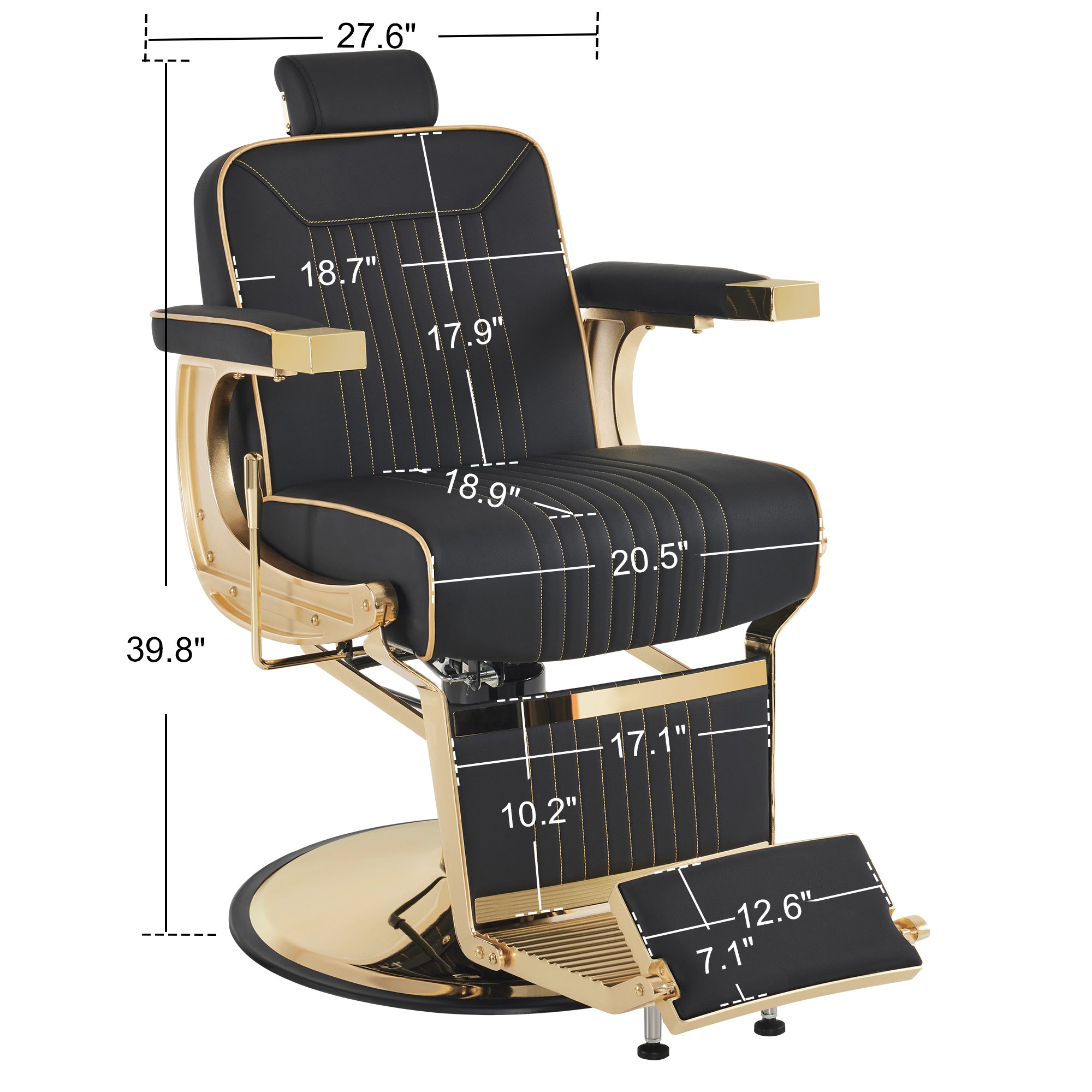 BarberPub Reclining Barber Chair, Hydraulic Styling Salon Chair for Hair Stylist 8334