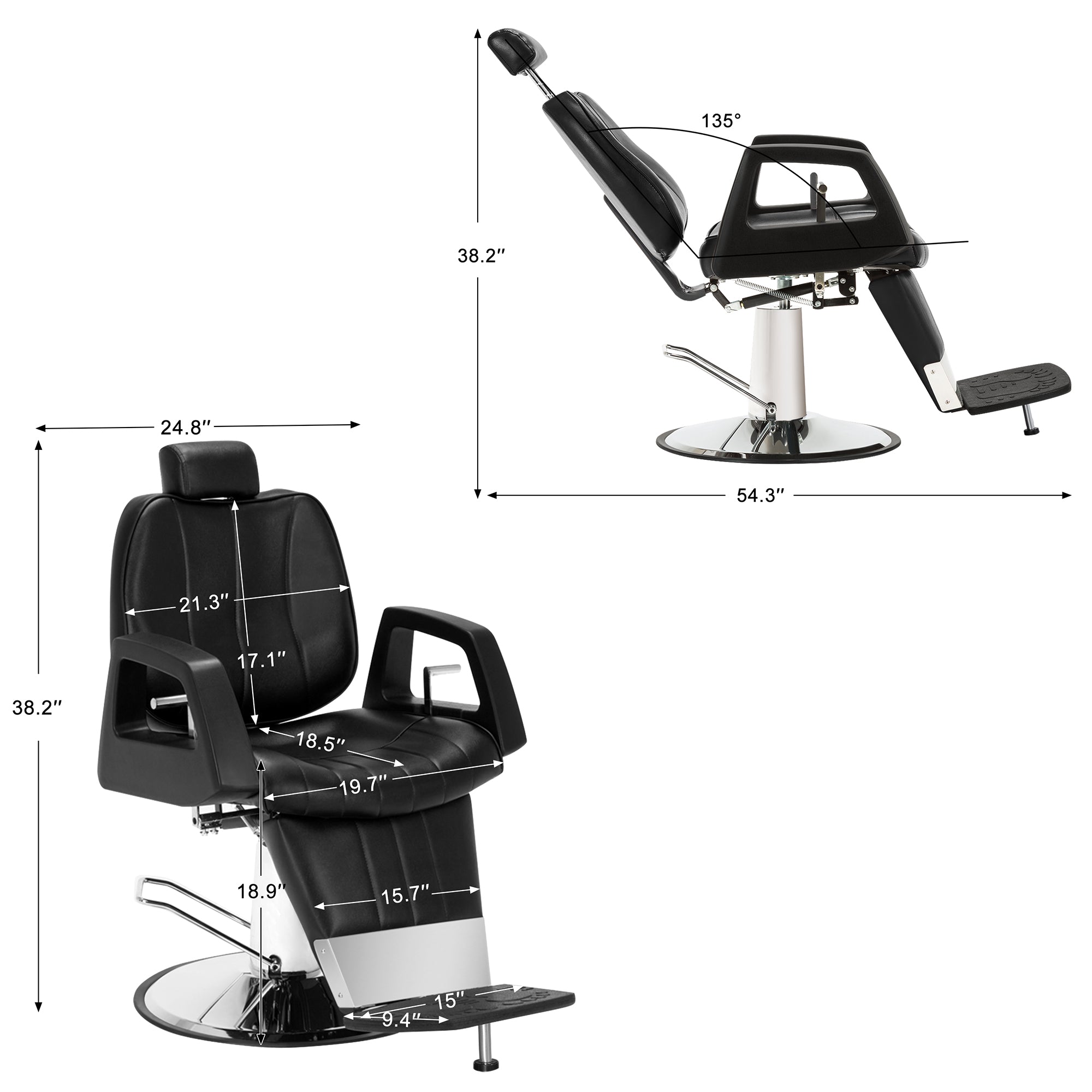 BarberPub All Purpose Barber Chair, Hydraulic Reclining Salon Chair for Hair Stylist 8722