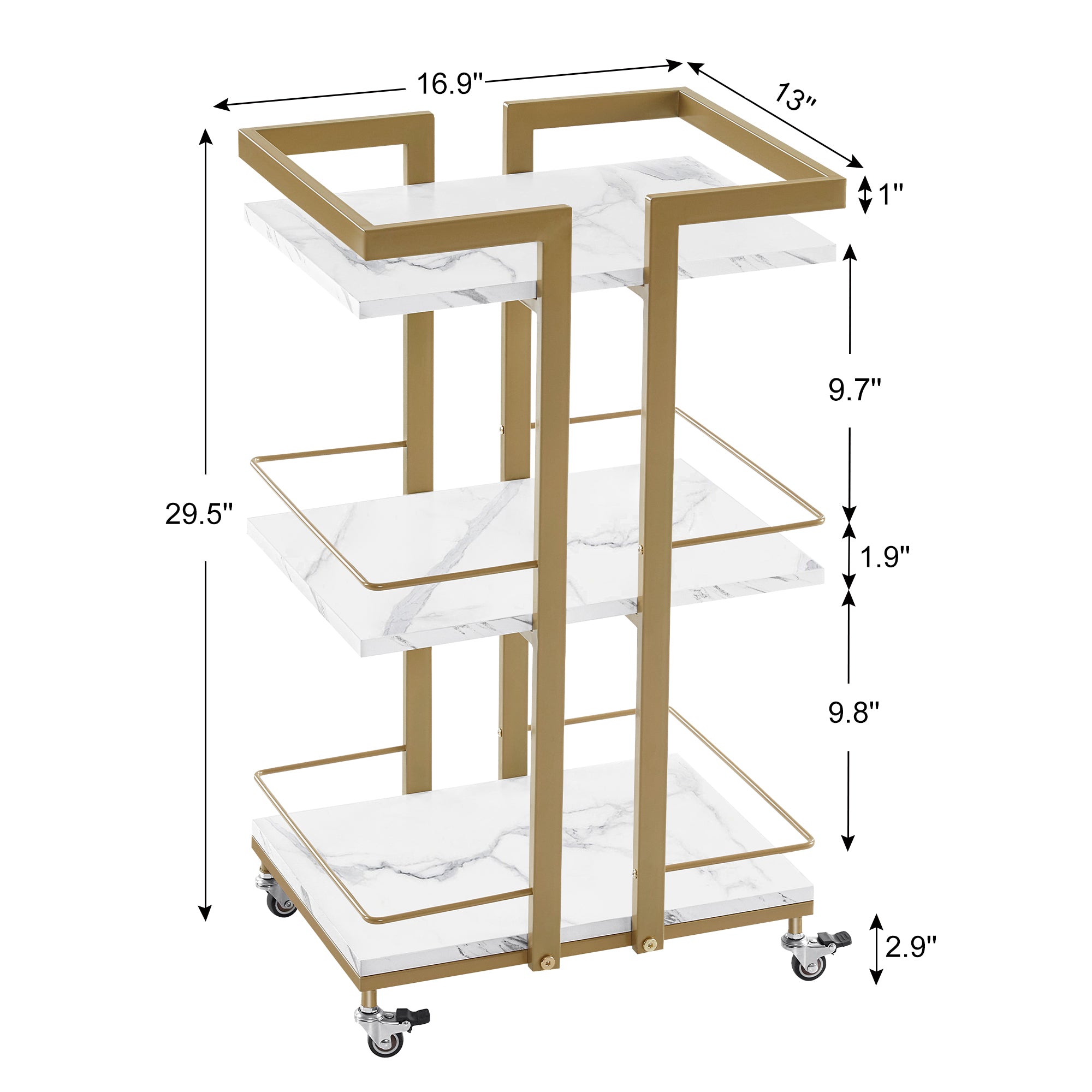 BarberPub Utility Manicure Trolley Multi-purpose Metal Rack Heavy-Duty Cart 2033