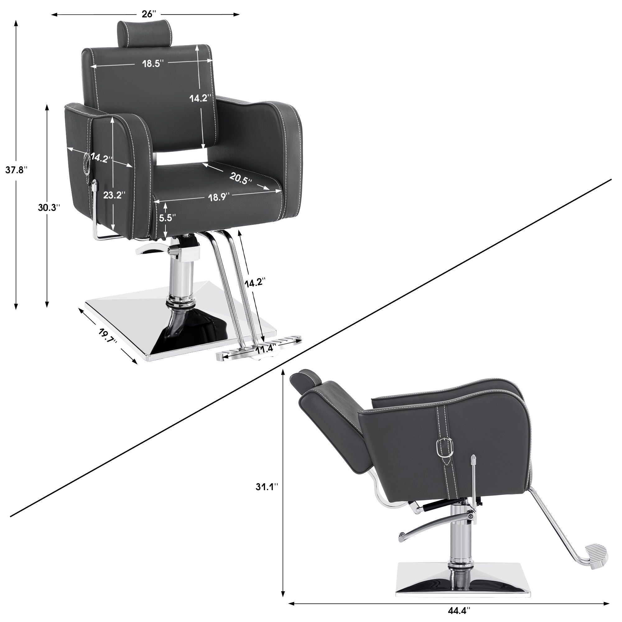 BarberPub Reclining Hydraulic Barber Chair, Spa Salon Styling Chairs for Barbershop 3124