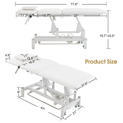 BarberPub Electric Facial Bed Esthetician Table, Height Adjustable Foot Control, 340LBS Load, Multi-angle & Seat Tilt, Removable Headrest, Reversible Use, Wipe-clean PVC/PU, Easy to Move, 2902