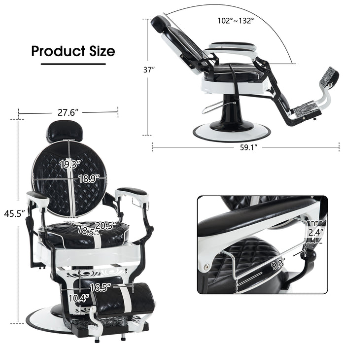 BarberPub Heavy Duty Metal Luxury Vintage Barber Chair All Purpose Professional Hydraulic Reclining Salon Beauty Spa Chair Styling Equipment 8739